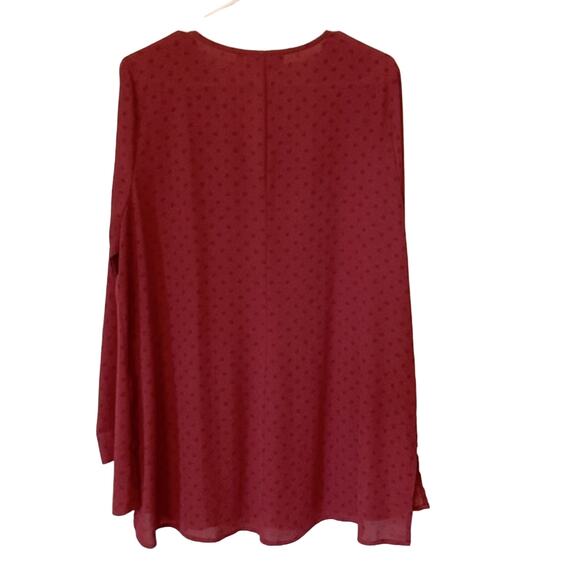EVRI Cranberry Red Long Sleeve V Neck Tunic Plus Size 0X/XL - Picture 3 of 3